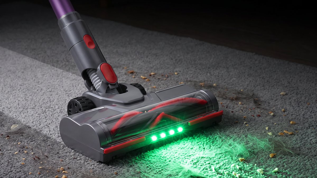 Grünes LED-Licht an der Bodendüse des Polaro V16